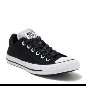 Converse Women's Madison Oxford Low Top Sneaker Black/Silver/White Sz 7